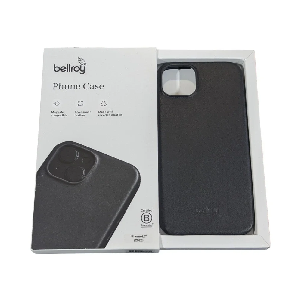 Qq2N‎ Bellroy - Phone Case For Apple iPhone 15 Plus, Eco-tanned Black Leather